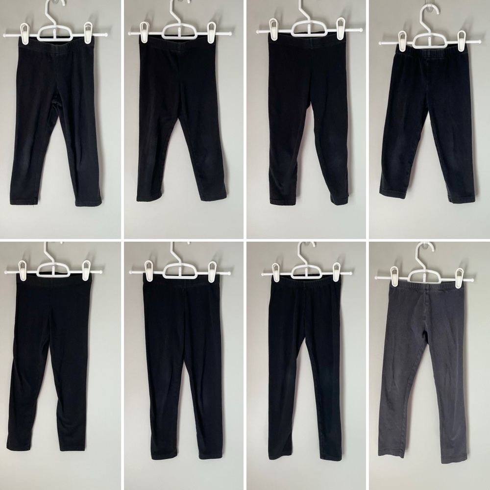 8-piece Size 5 Girls Black/Gray Leggings/Pants Set